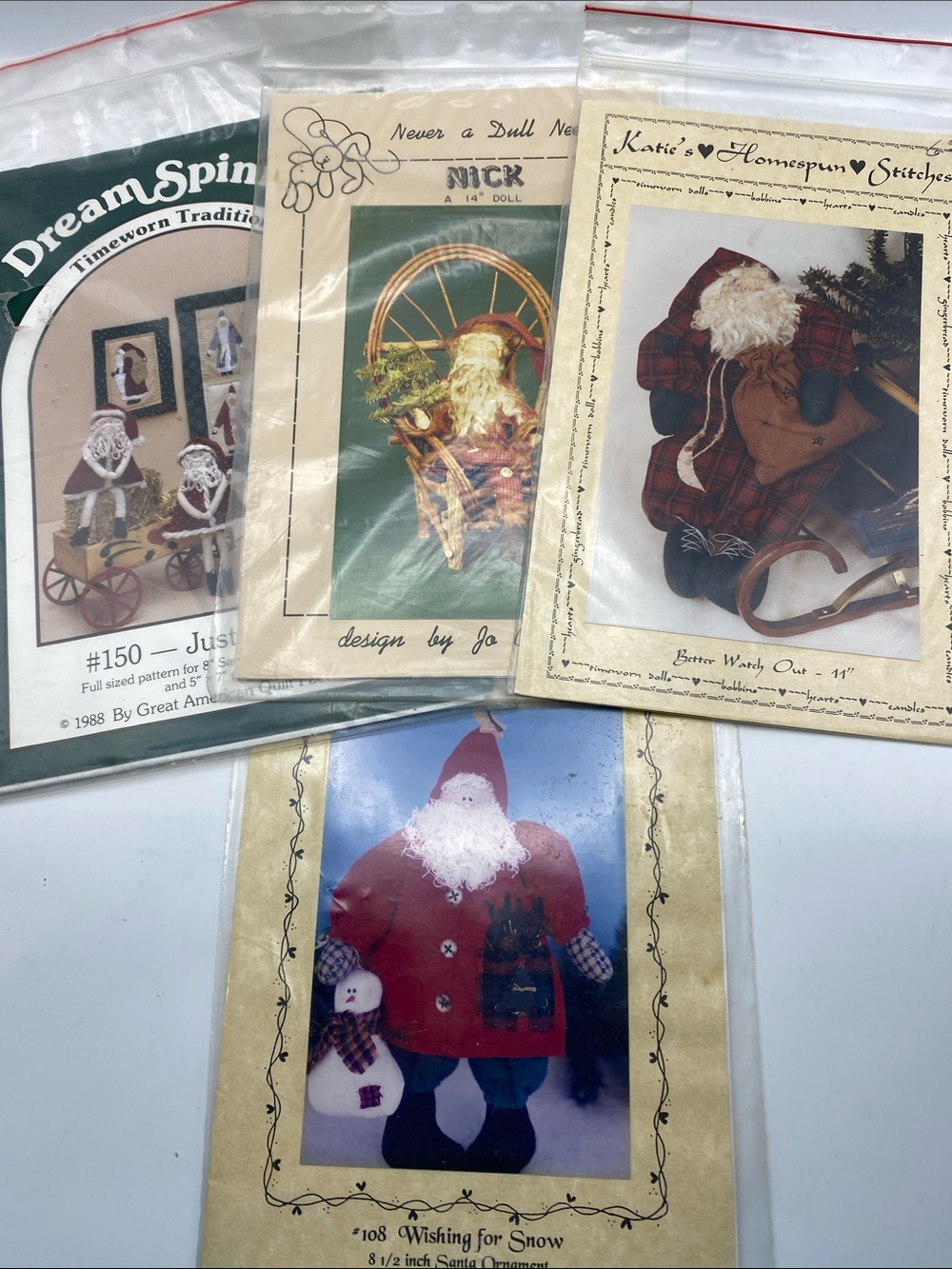 Santa Sewing Pattern Pack - Assorted Designs (4) NWT